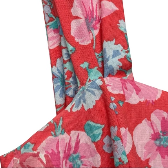 Laura Ashley Vtg 90s Floral Bow Dress Size 10 Pink Red Cotton Crinoline Skirt - Picture 12 of 14